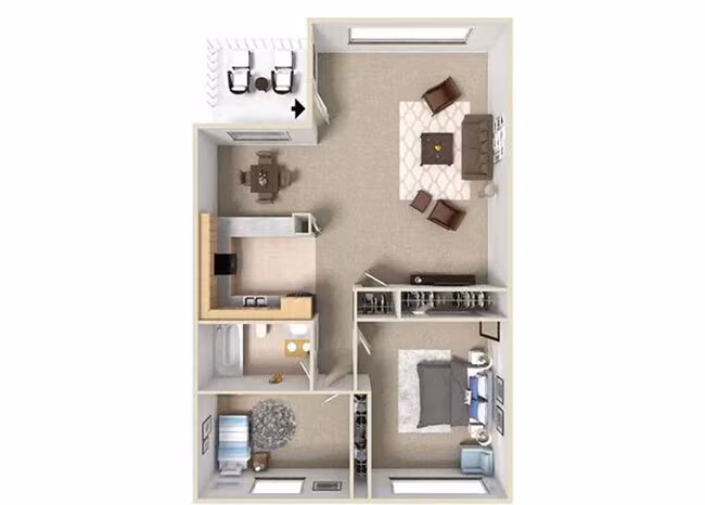 2 Beds • 1 Bath 108 floor plan